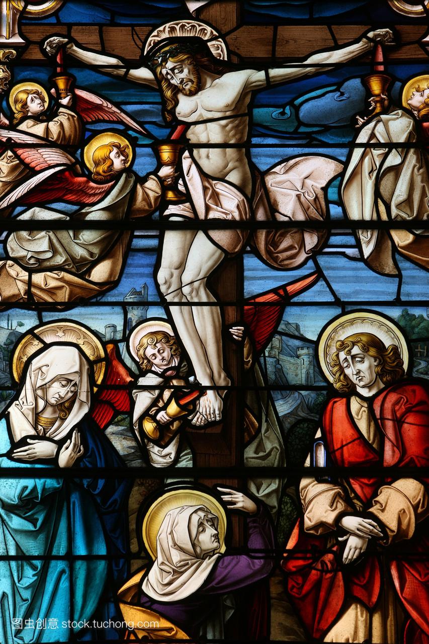 受难的彩色玻璃圣jeronimo教堂马德里西班牙,欧
