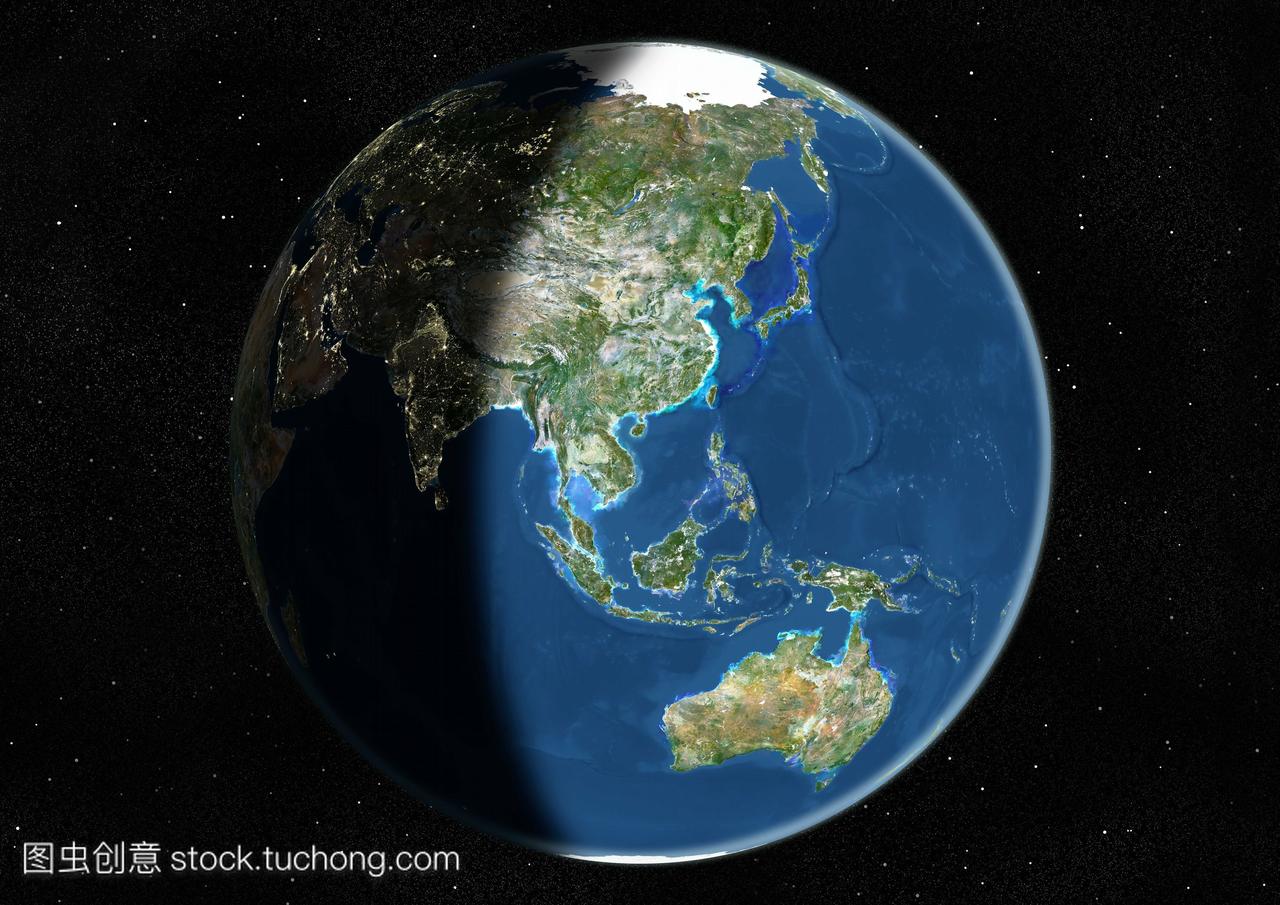 东南亚。卫星图像在0000午夜格林威治时间uc