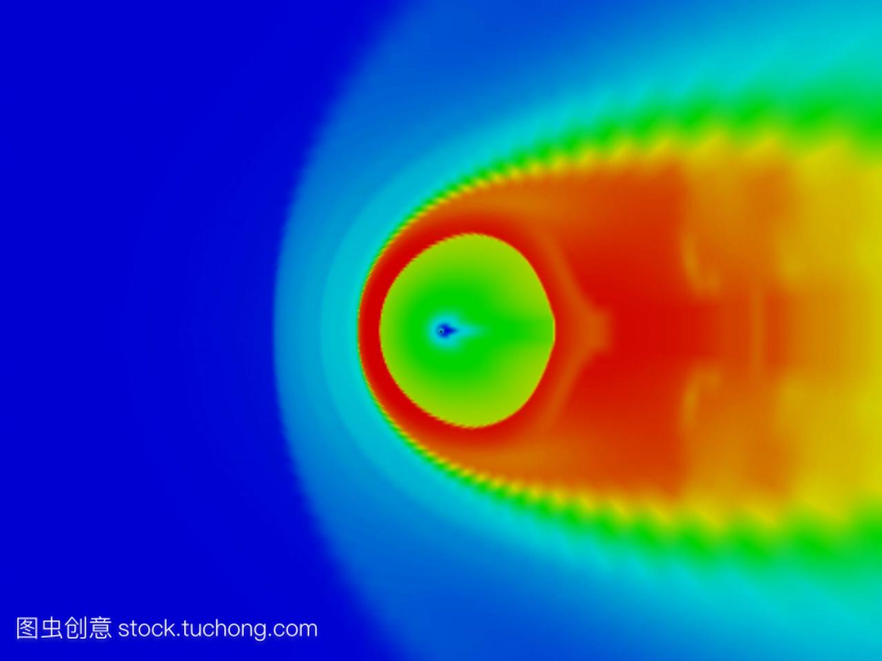 日球层模型。磁流体动力学mhd模型显示太阳的