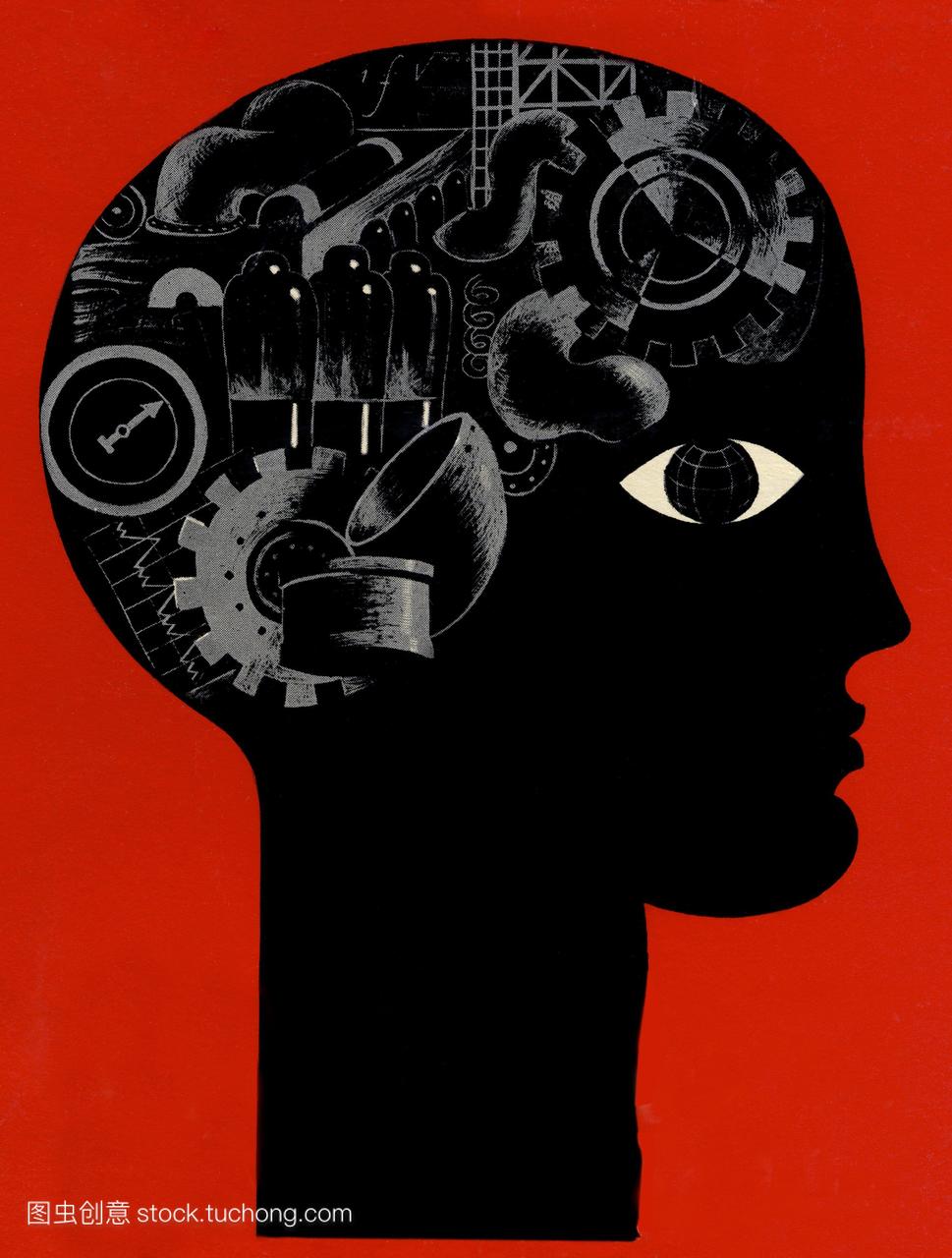 机器人技术1950年代的艺术品。封面艺术作品