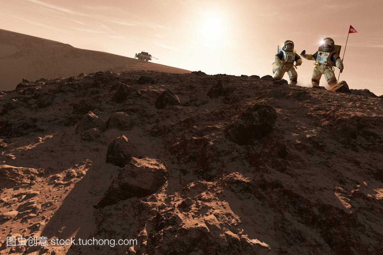 usa-china探索火星。一项未来火星任务的艺术