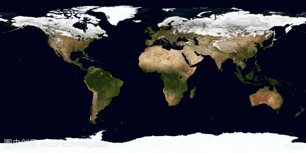 世界地图。蓝色大理石下一代无云本色合成图像