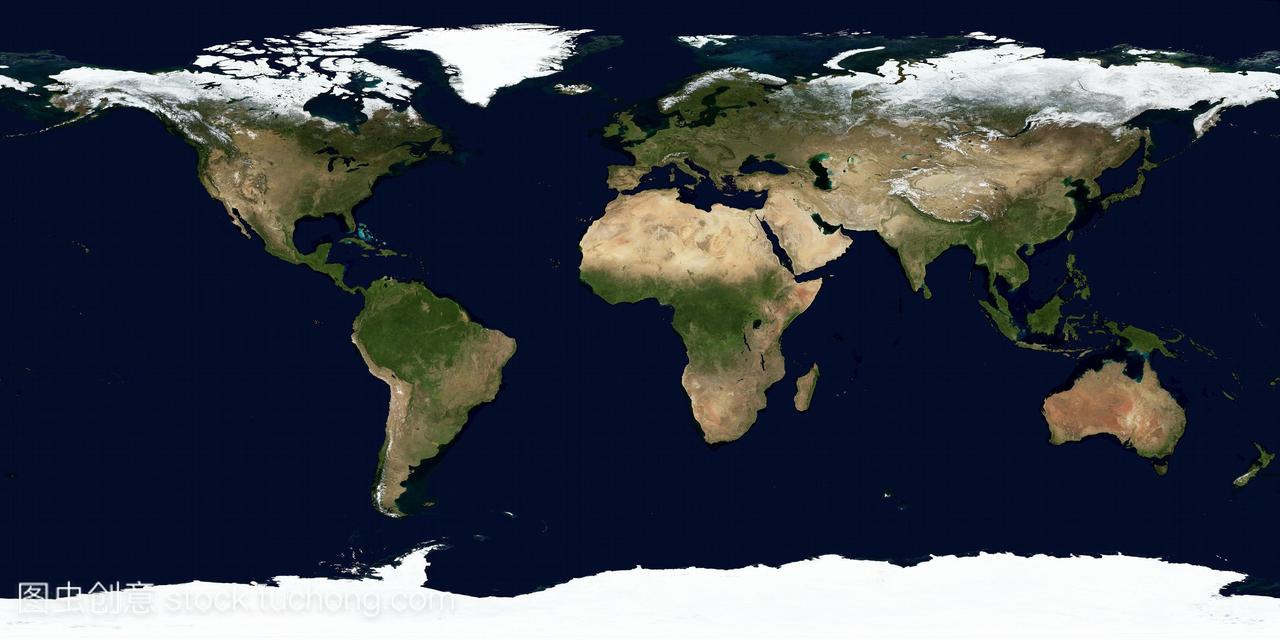 世界地图。蓝色大理石下一代无云本色合成图像