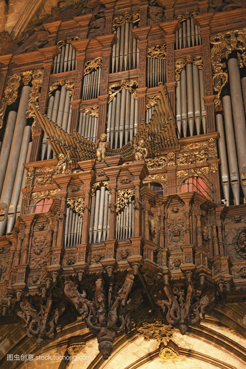 巴塞罗那西班牙巴塞罗那大教堂大教堂器官