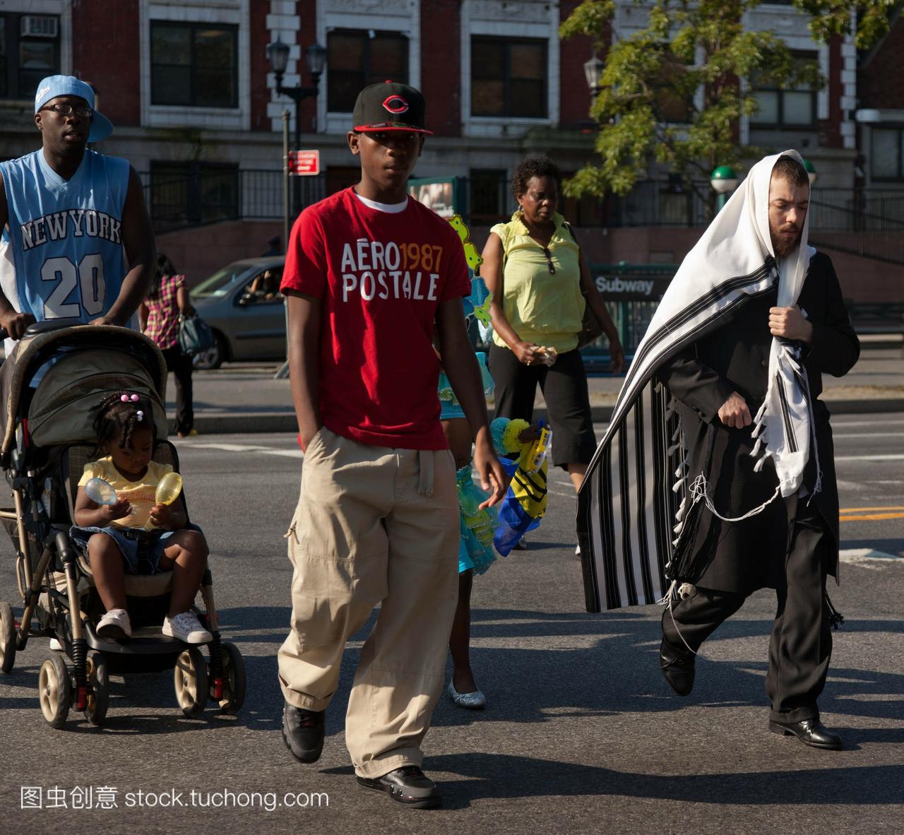 纽约-美国,lubavich犹太人东正教在儿童游行,西