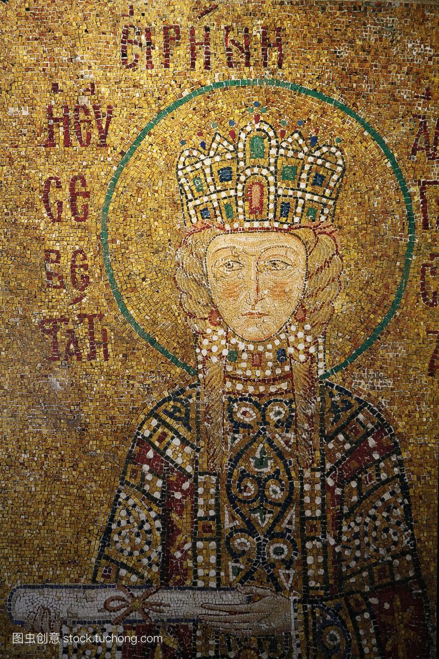 圣索菲亚马赛克艾琳皇后拿着卷轴。伊斯坦布尔