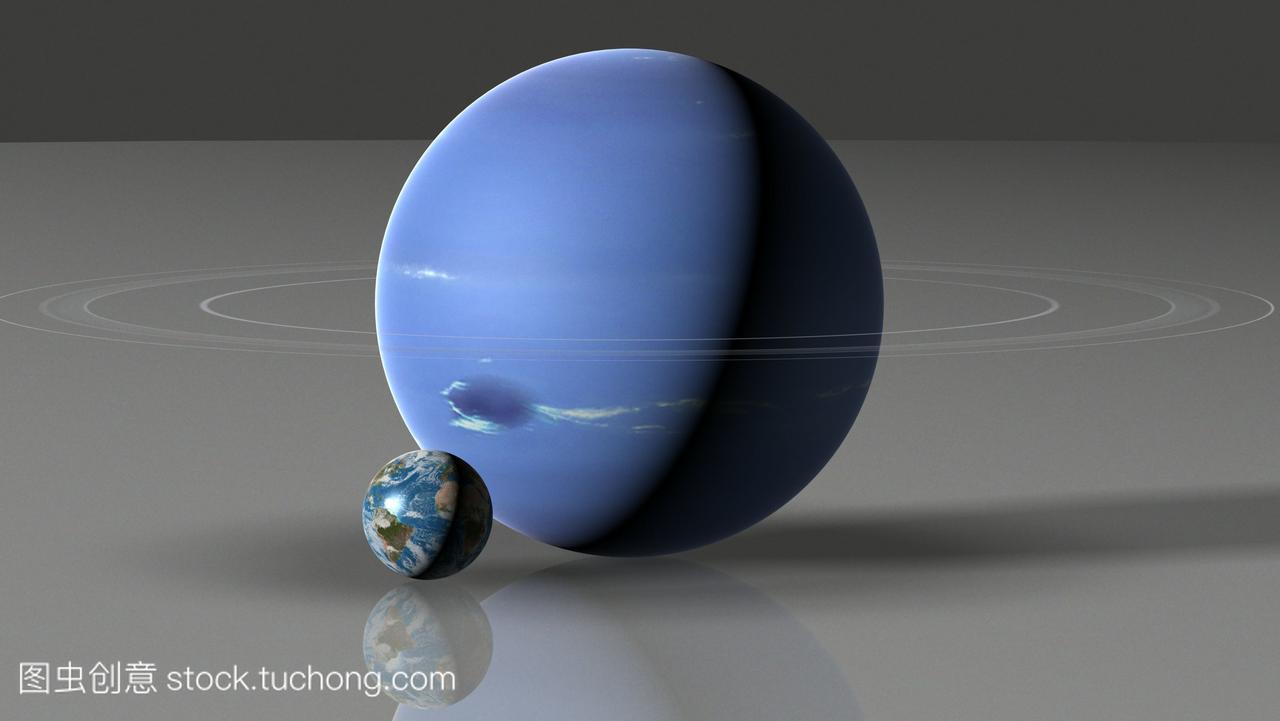 地球大小的图像对比左与海王星海王星离太阳最