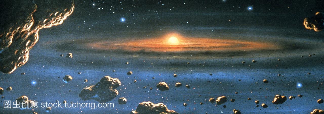 艺术家的印象几乎50亿年前太阳系形成的。原