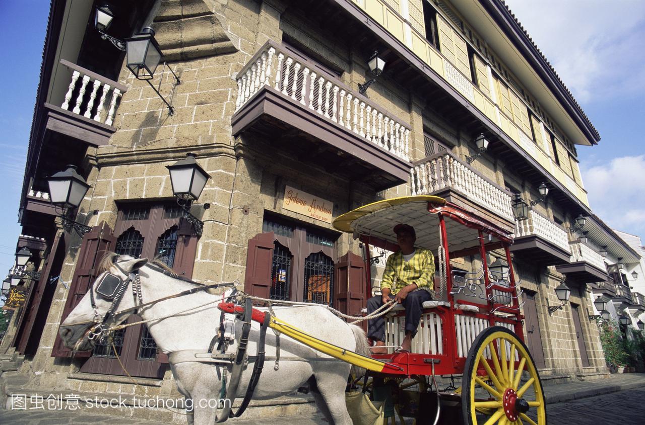 菲律宾马尼拉小马车和马车intramuros历史地区