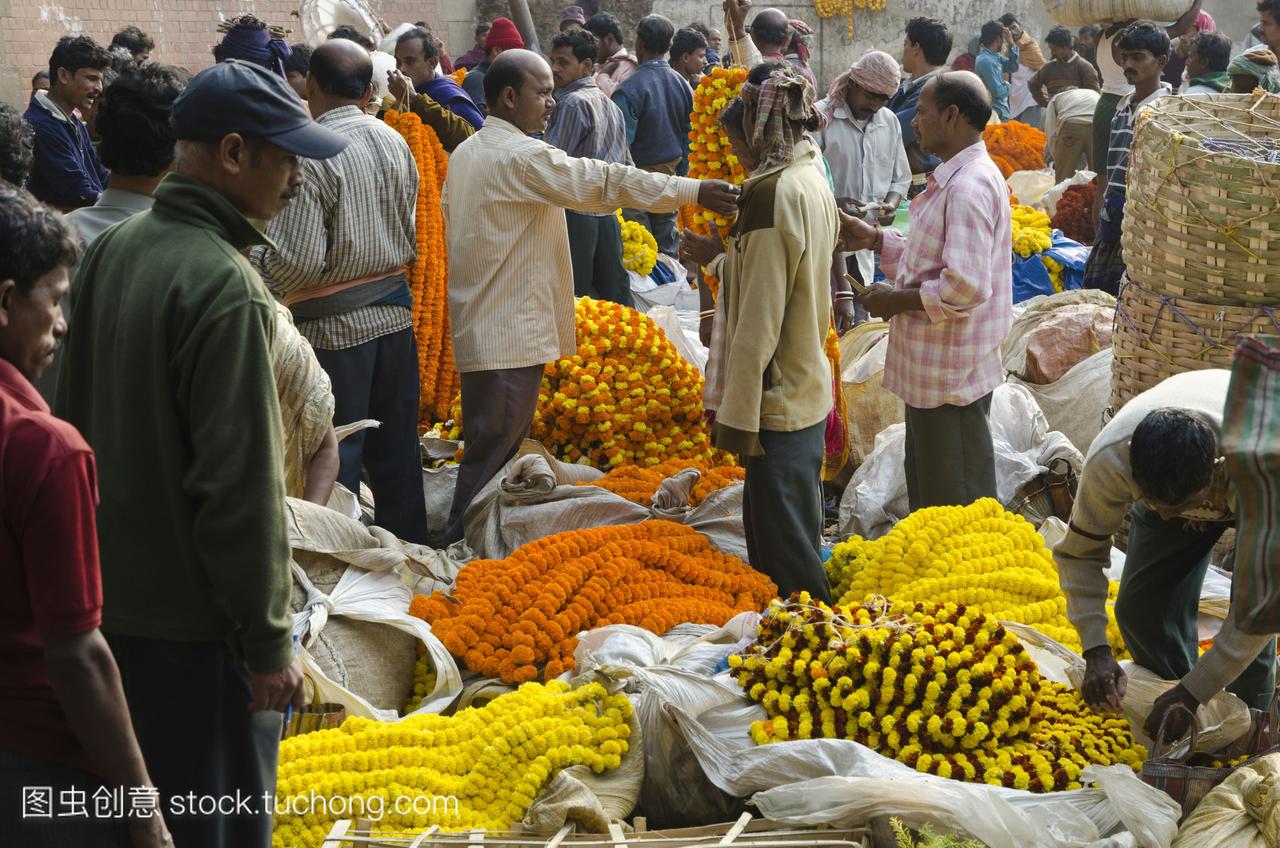 125年的加尔各答花卉市场,印度东部最大的花卉