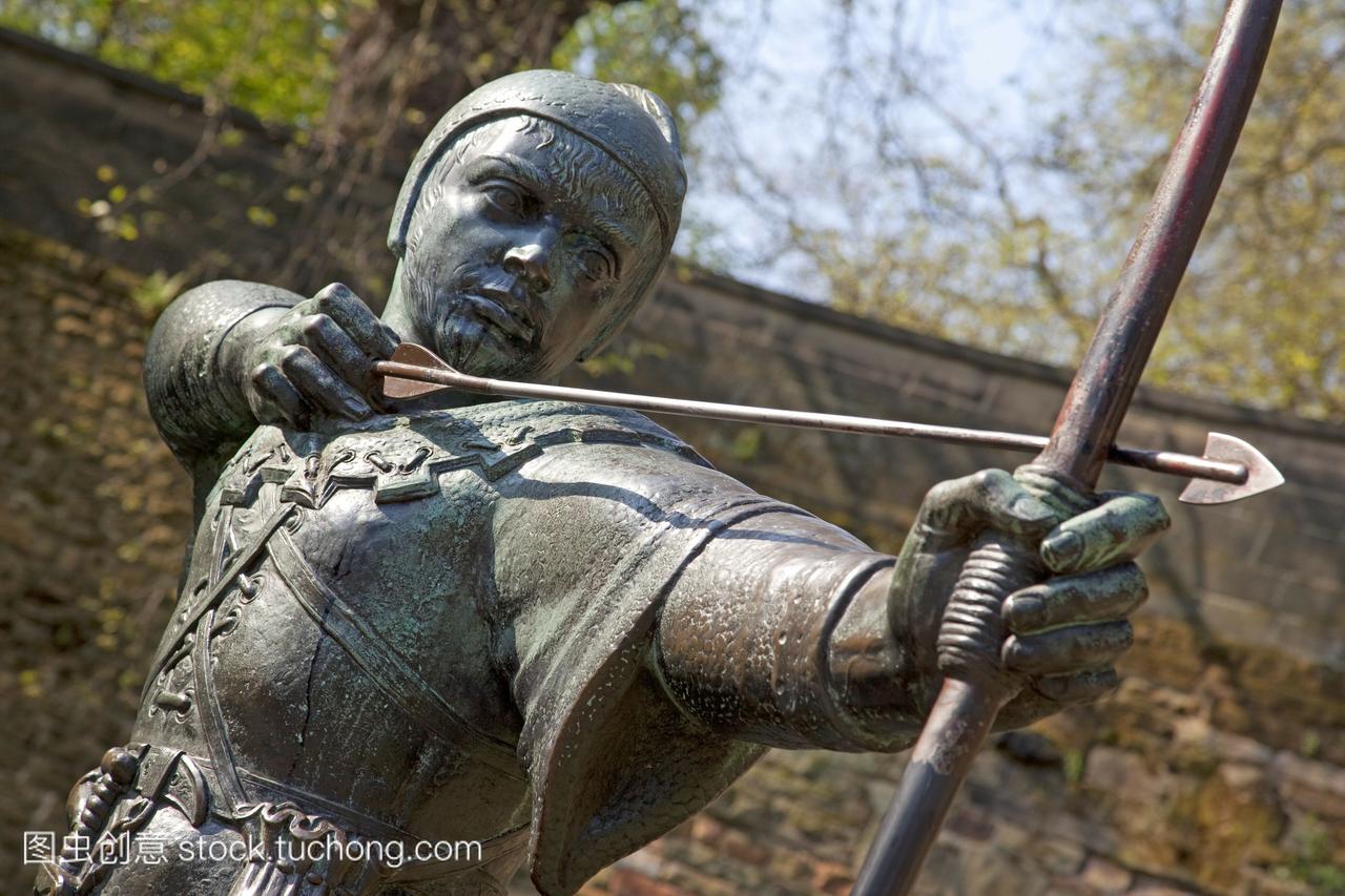 罗宾汉雕像诺丁汉英国诺丁汉郡英国,欧洲