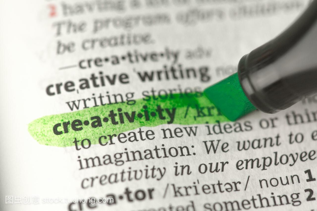 在字典里用绿色突出显示了创造力的定义