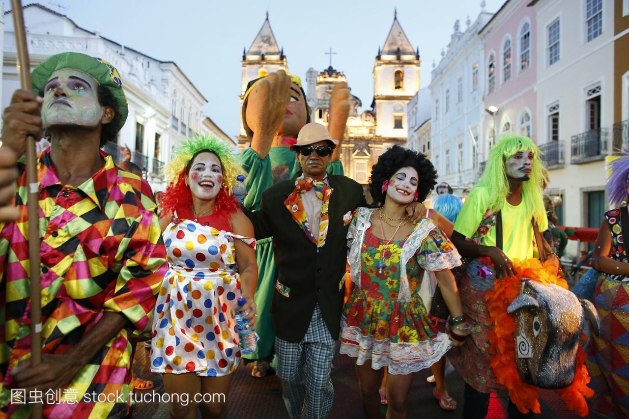 萨尔瓦多pelourinho街头狂欢节巴伊亚巴西南美