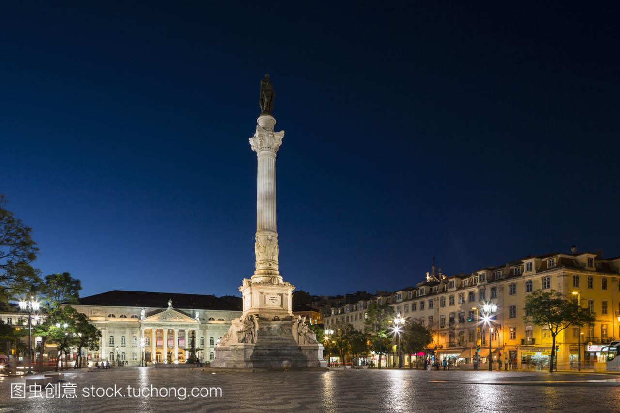 葡萄牙,里斯本,国王佩德罗四世的雕像和国家剧