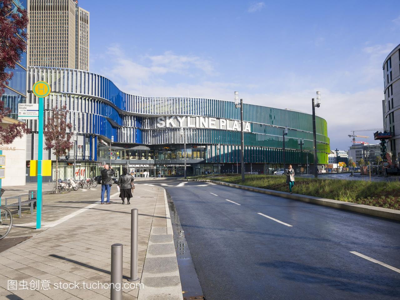海塞德国法兰克福欧洲季度天际线广场购物中心