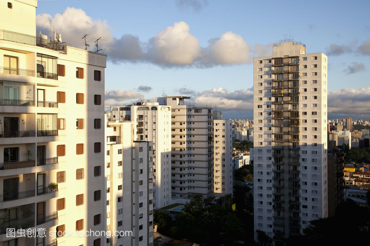 巴西,圣保罗,公寓楼的景观