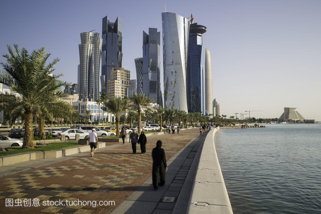 位于卡塔尔首都多哈的西湾中央金融区的新天际