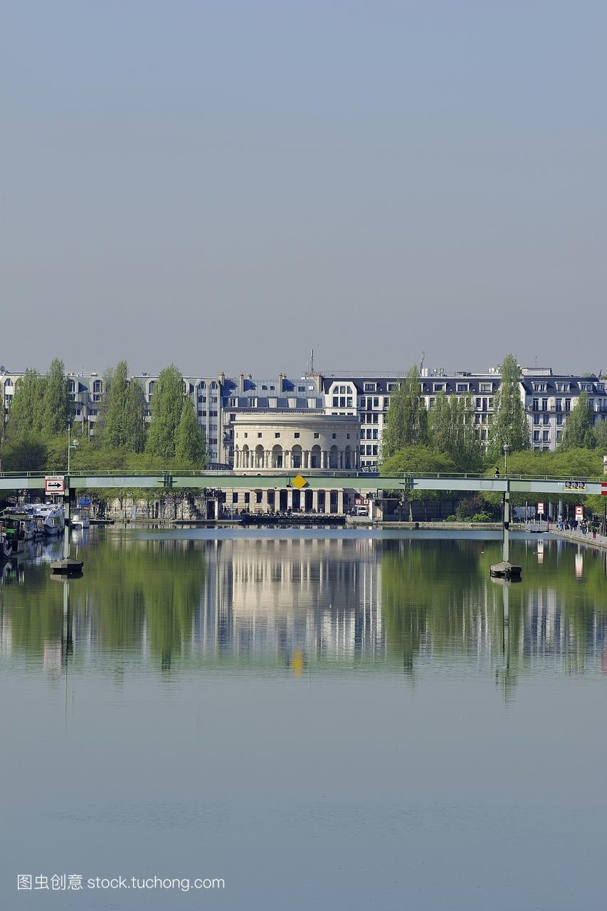 法国,巴黎,19区,lavillette池塘,rotunda后座