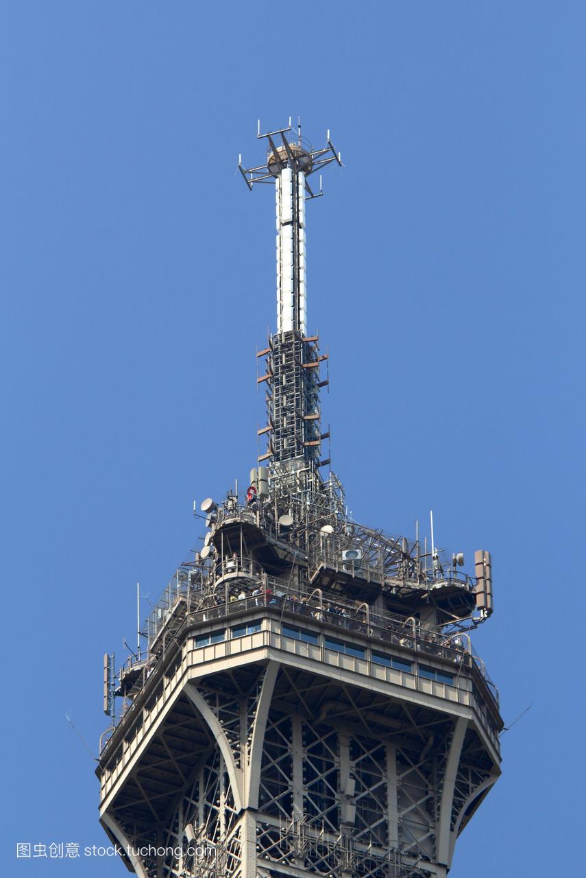 法国巴黎第七区。埃菲尔铁塔。天线。