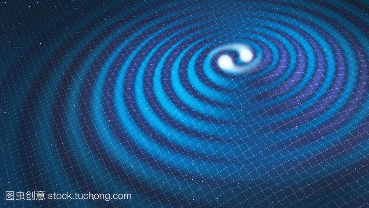 在物理学中引力波涟漪在时空的曲率波传播从源