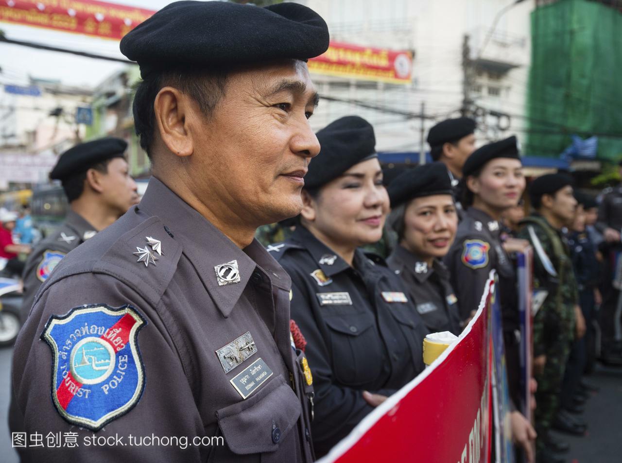 对游客旅游警察警察,警察,安全,泰国曼谷