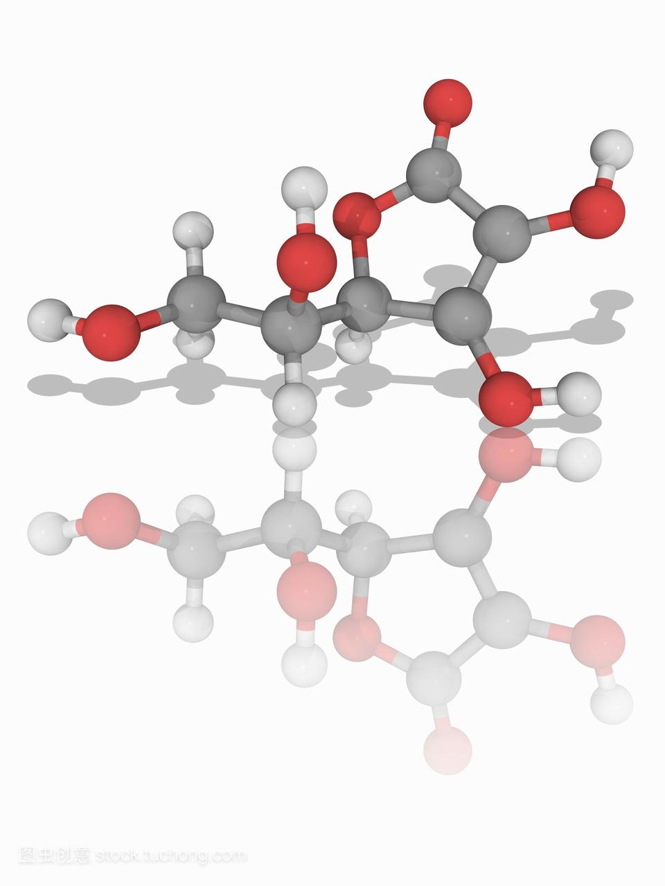 维生素c抗坏血酸的分子模型c6h8o6,也称维生素