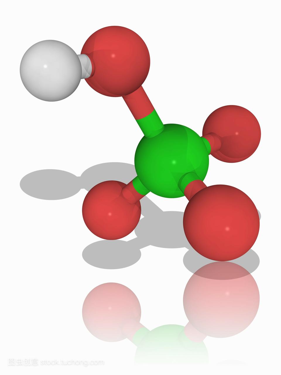 高氯酸。强大的代理高氯酸氧化的分子模型