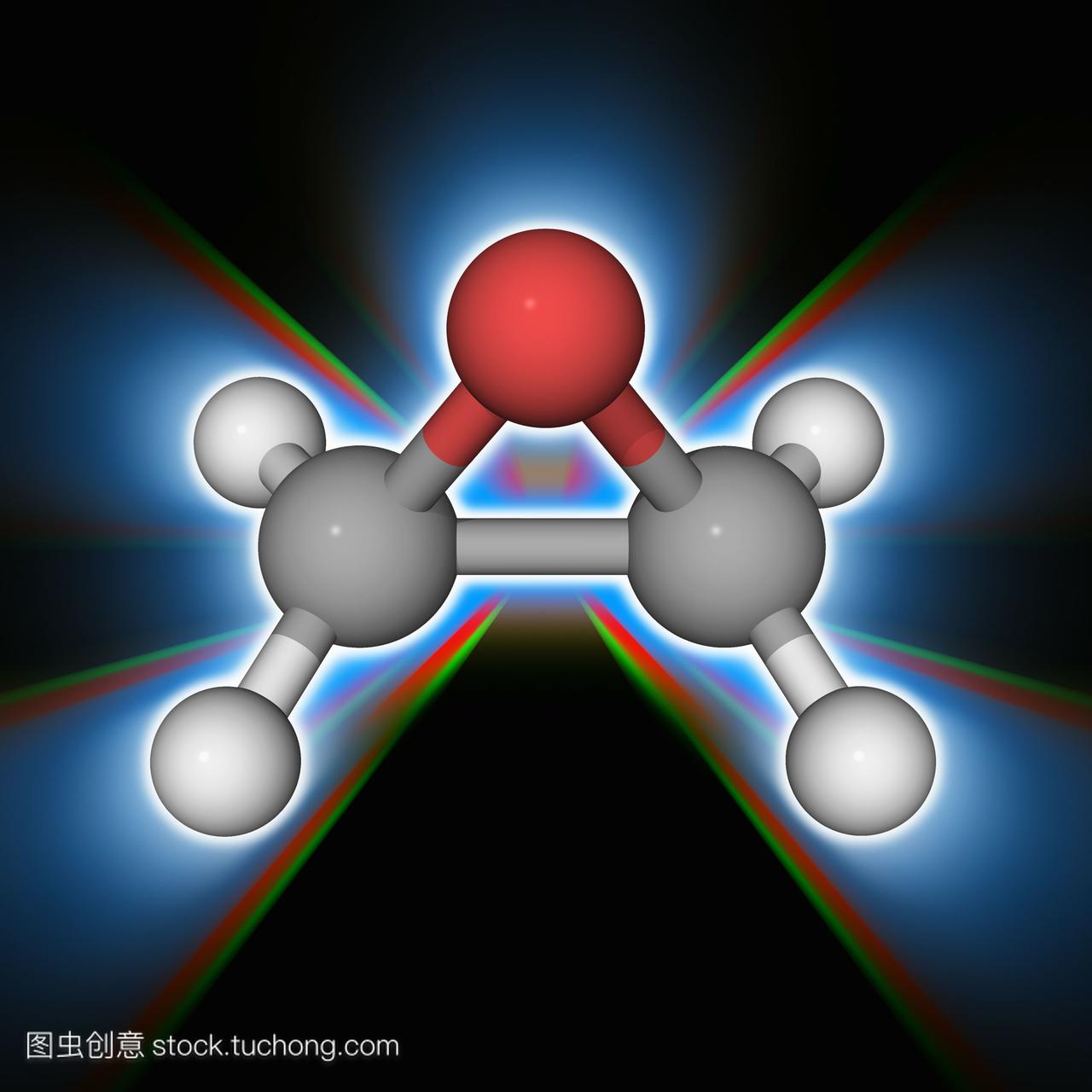 环氧乙烷。环氧乙烷c2h4o的分子模型,也称为氧