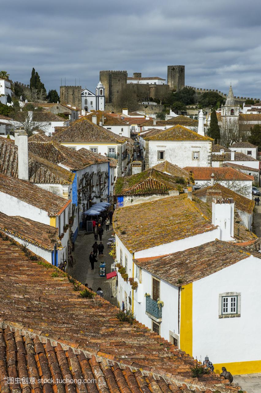 葡萄牙,奥比多斯,一个有城堡的小镇