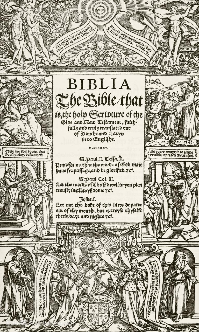 《圣经》封面印刷1535页。由威廉·奥布里于