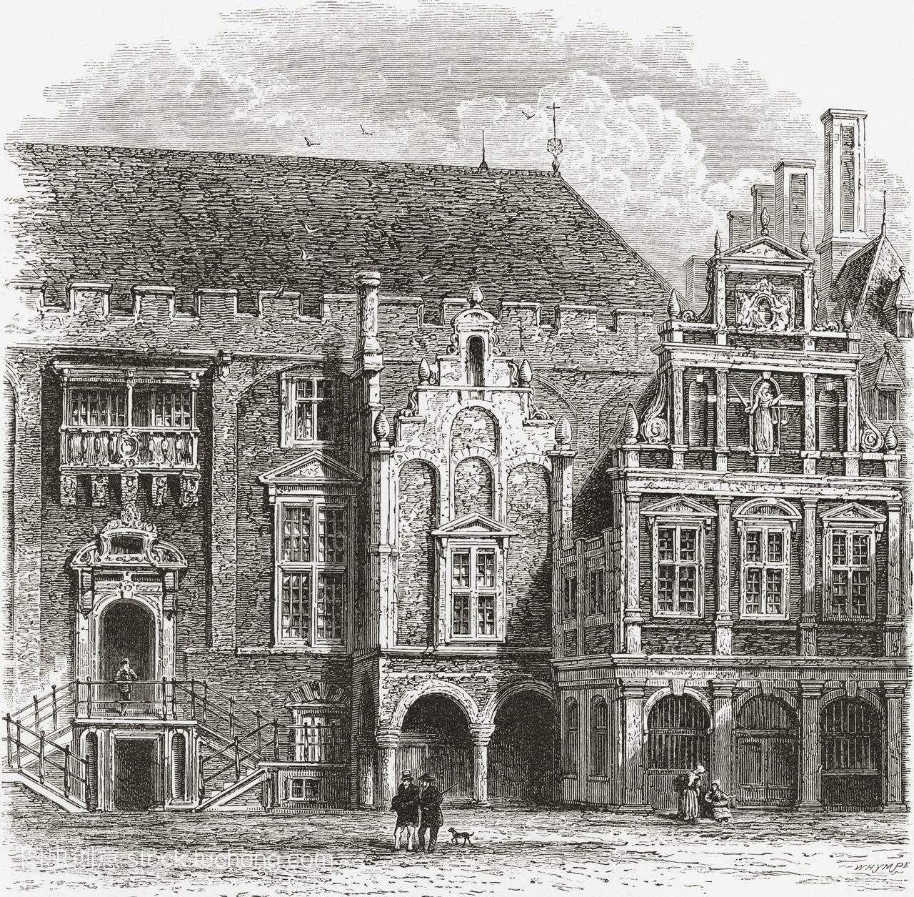 19世纪的荷兰,grotemarkthaarlem。来自荷兰的