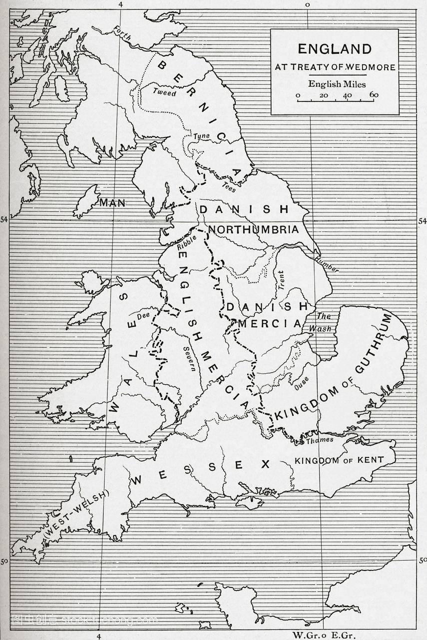 当时英格兰地图Wedmore条约在878年。这本书