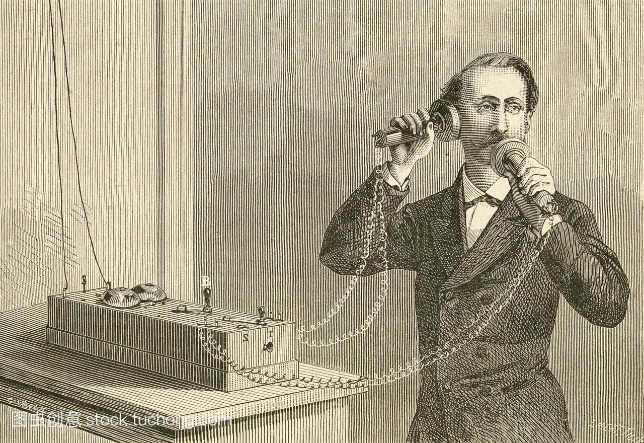 早期的电话。1887年,从著名的马德里博物馆开