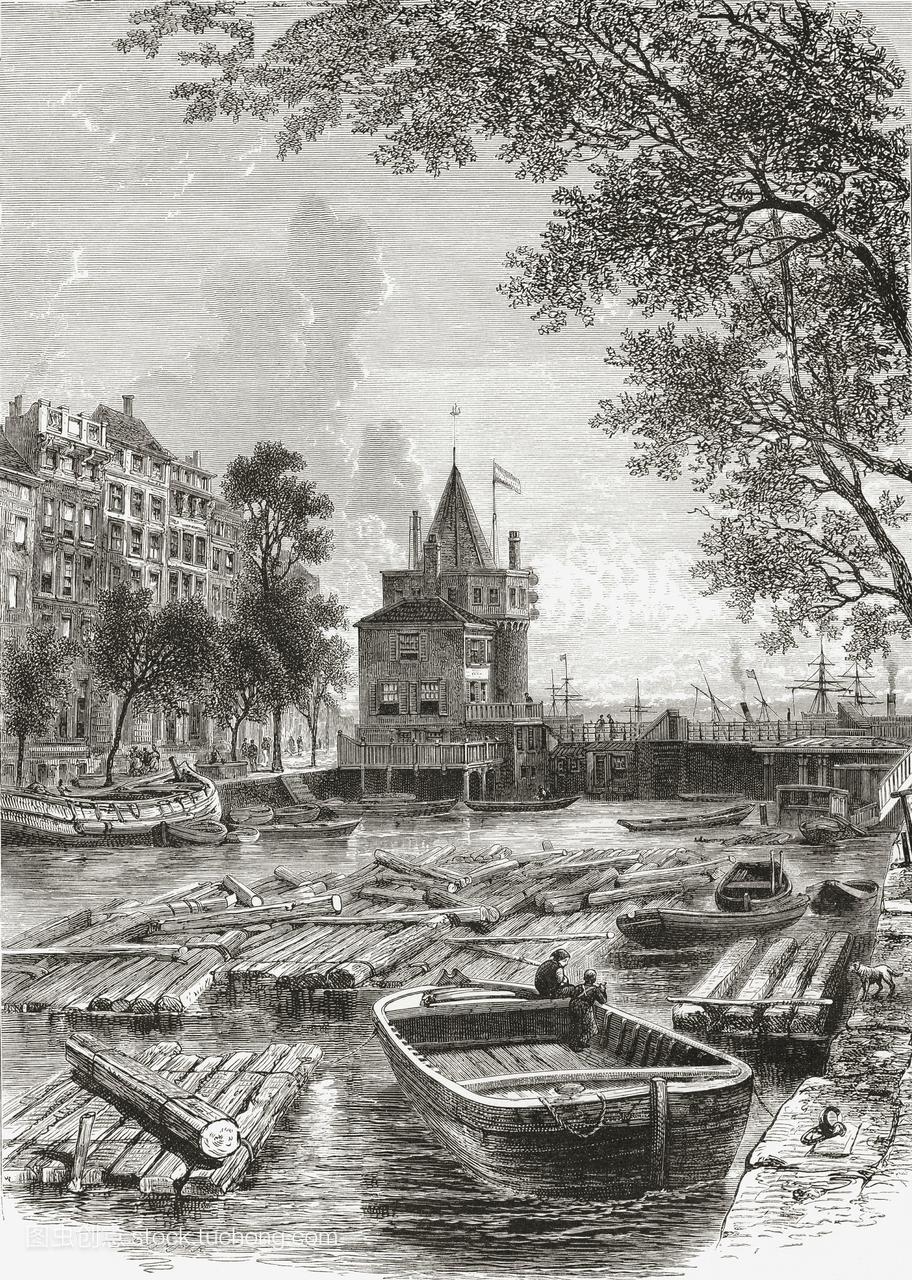 19世纪的荷兰阿姆斯特丹,schreierstoren或泪水